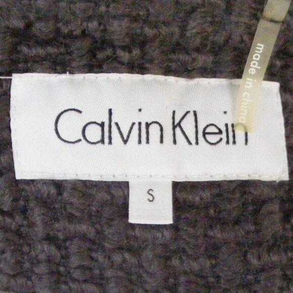 new CALVIN KLEIN Overcoat, S, Basket weave, Gray, Sash Belt, Double Breasted - Picture 12 of 15